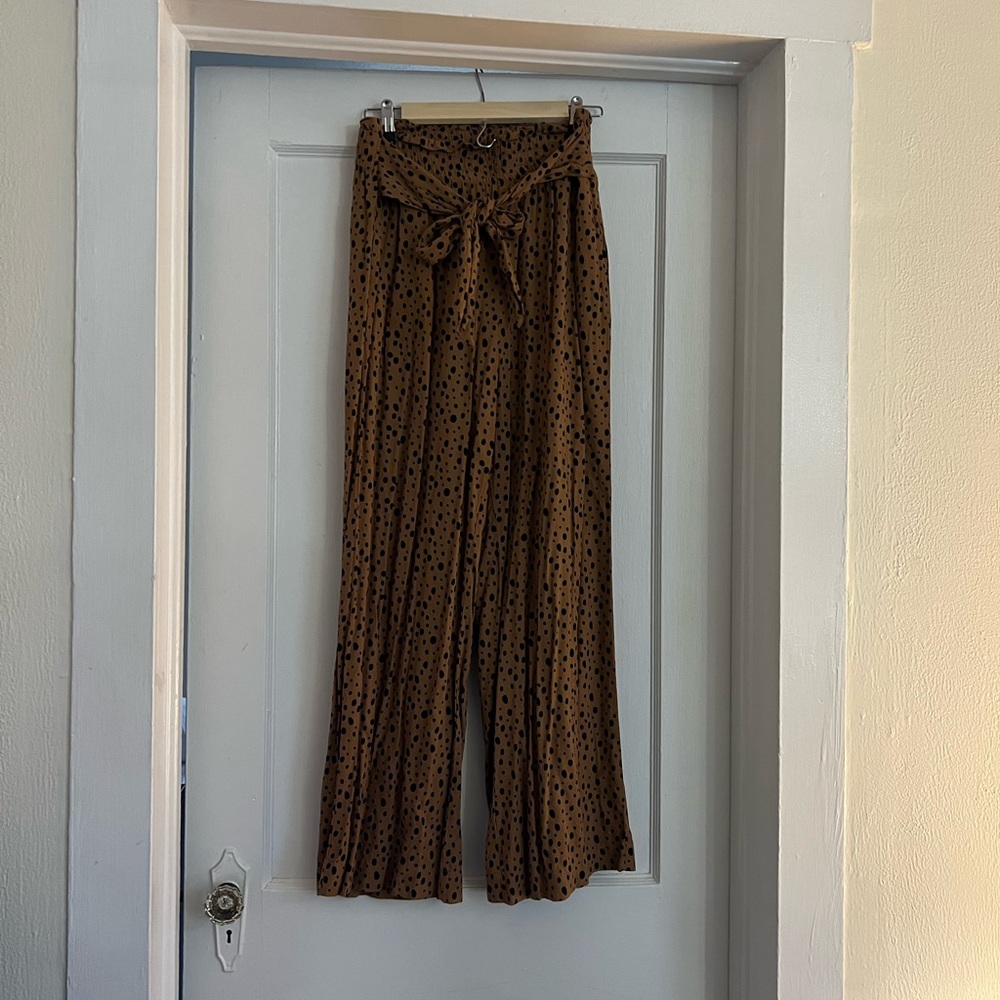 Wide leg paperbag pants